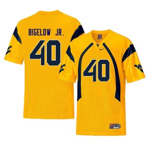 Men's West Virginia Mountaineers NCAA #40 Kenny Bigelow Jr. Yellow Authentic Nike Throwback Stitched College Football Jersey LV15U05WX